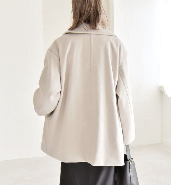 quaranciel「quaranciel: PURE WOOL ダブルブレスト テーラード ハーフ コート」|ピーコート|