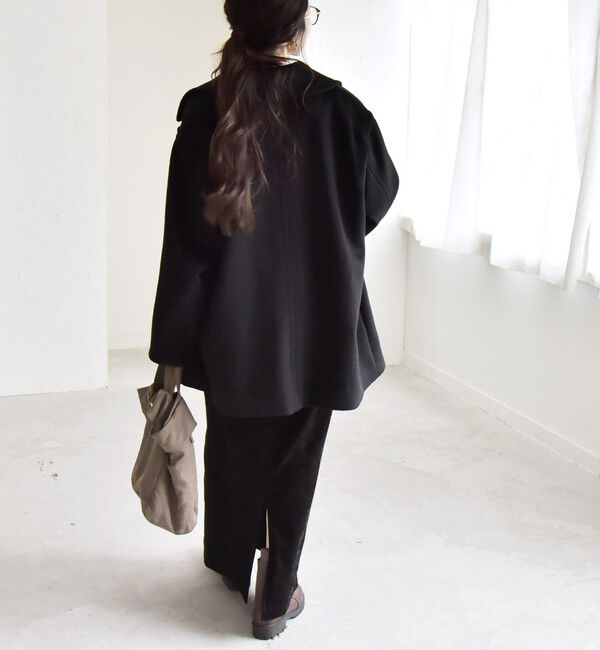 quaranciel「quaranciel: PURE WOOL ダブルブレスト テーラード ハーフ コート」|ピーコート|