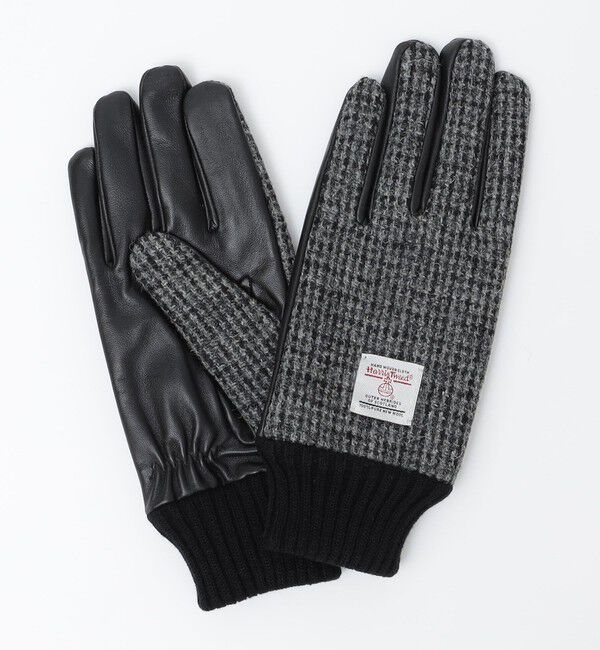 SHIPS「SHIPS:〈タッチパネル対応〉HARRIS TWEED レザー コンビ グローブ」|手袋|グレー