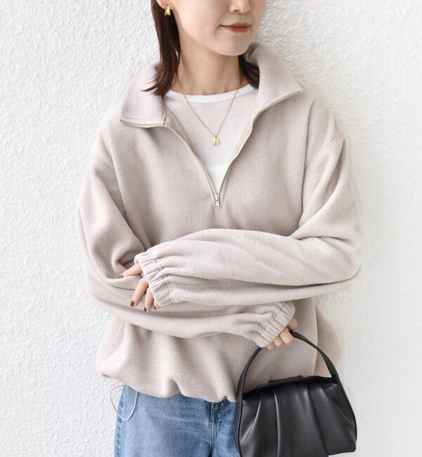 SHIPS for women「〈洗濯機可能〉フリース 裾 ドロスト ハーフ ジップ プルオーバー」|Tシャツ・カットソー|