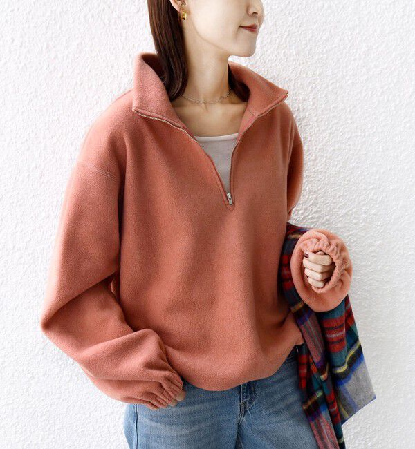 SHIPS for women「〈洗濯機可能〉フリース 裾 ドロスト ハーフ ジップ プルオーバー」|Tシャツ・カットソー|