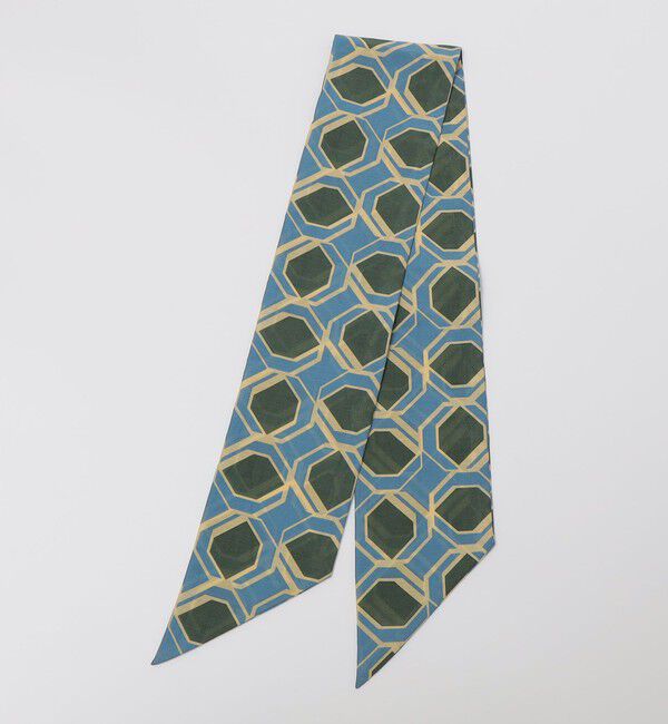 SHIPS「Puccini: コットン シルク ジオメトリック スカーフ」|バンダナ・スカーフ|ロイヤルブルー