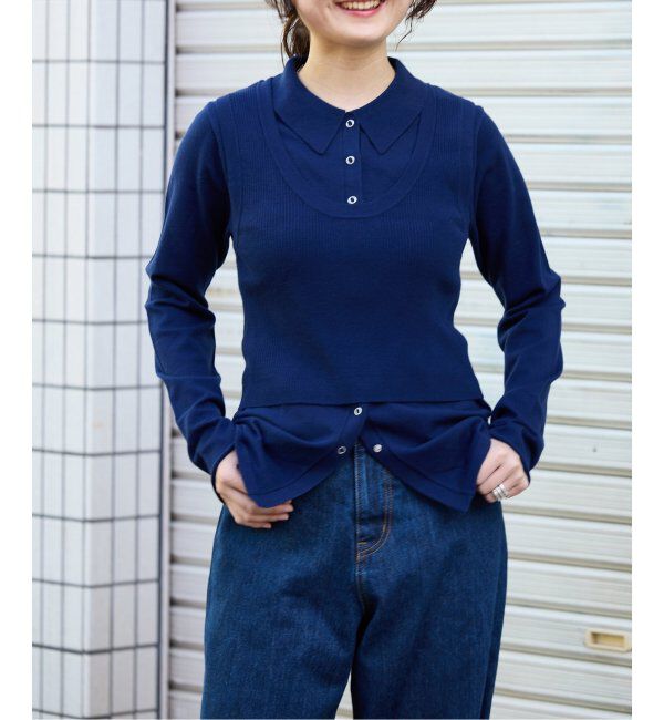 OUTDOOR PRODUCTS Usual Things「ニットシャツニットビスチェ2点SET」|ニット・セーター|ネイビー