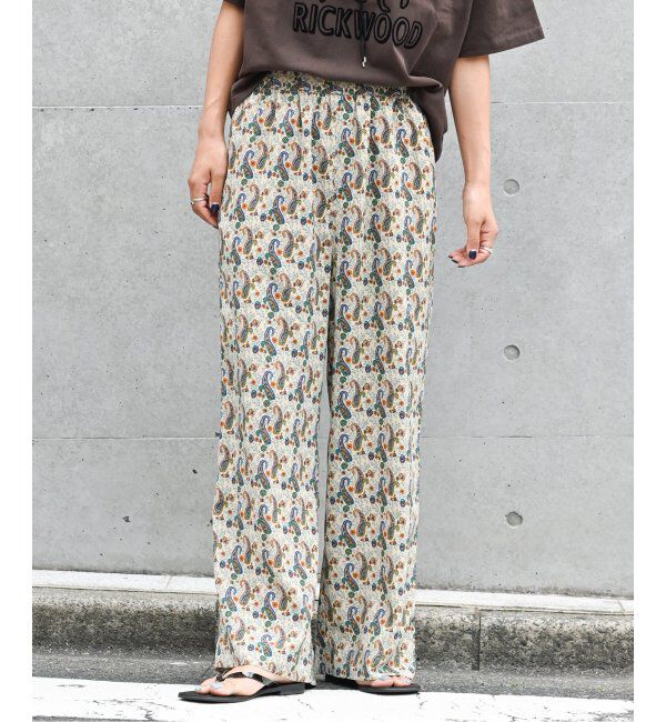 OUTDOOR PRODUCTS Usual Things「ペイズリープリントイージーパンツ セットアップ対応可」|スラックス|ベージュ