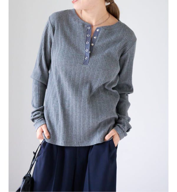 OUTDOOR PRODUCTS Usual Things「リブヘンリーネックTEE」|Tシャツ・カットソー|グレーA