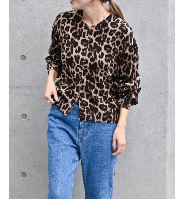 OUTDOOR PRODUCTS Usual Things「追加4 レオパード プリントクルーネックカーディガン」|カーディガン|