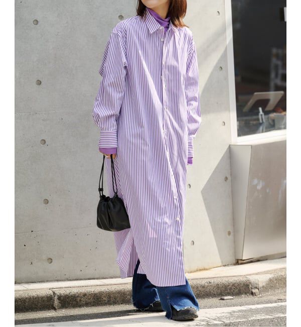 OUTDOOR PRODUCTS Usual Things「≪予約≫コットンポリエステルロンストシャツワンピース」|ワンピース|パープル B