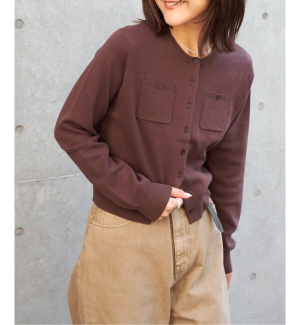 OUTDOOR PRODUCTS Usual Things「≪予約≫コットンスムースポケットコンパクトカーディガン」|カーディガン|