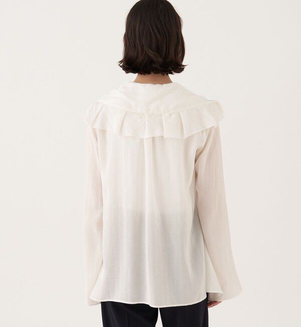 DES PRES「シアーストライプジャカード ギャザーブラウス」|シャツ・ブラウス|