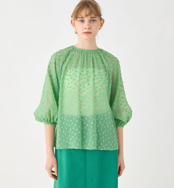 Ballsey「ドットフラワージャカード ボリュームギャザープルオーバー」|シャツ・ブラウス|