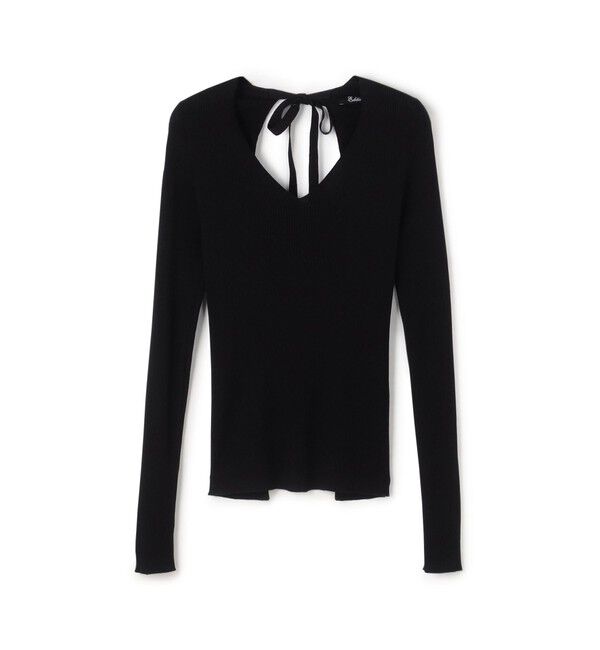 Edition「コットンシルク バックオープンニットトップス」|ニット・セーター|19 ブラック