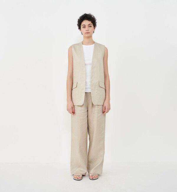 GALERIE VIE「サルファーリネン タックワイドパンツ」|スラックス|