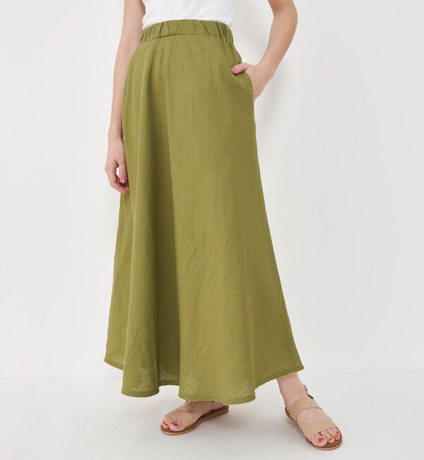 GALERIE VIE「リネンポプリン フレアマキシスカート」|フレア|