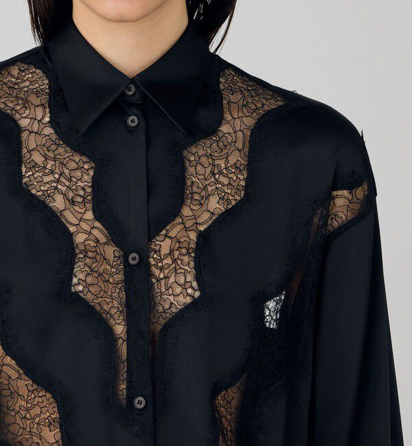 DES PRES「シルクストレッチサテン  レギュラーカラーシャツ」|シャツ・ブラウス|