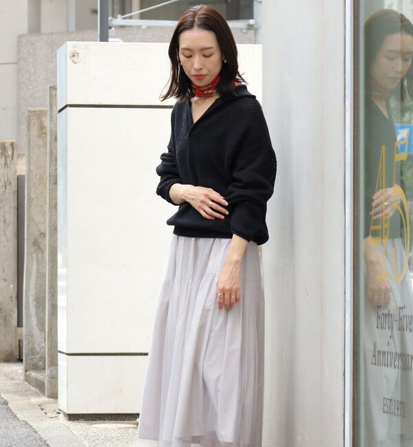 MACPHEE「【WEB・一部店舗限定】ウールメッシュ ポロプルオーバー」|ニット・セーター|