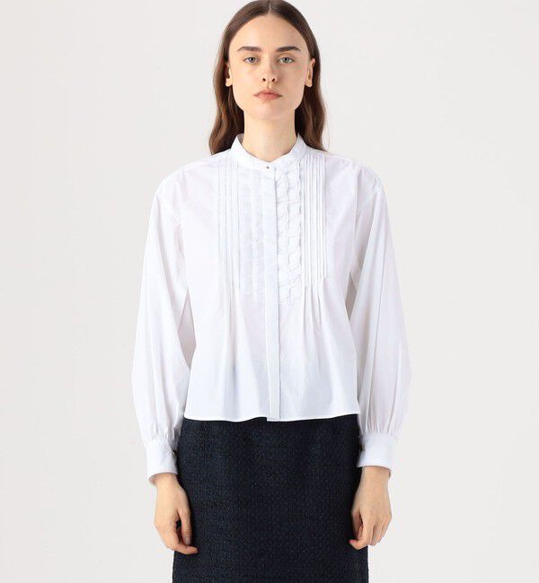 TOMORROWLAND collection「ホワイトコンビネーション タックボザムブラウス」|シャツ・ブラウス|