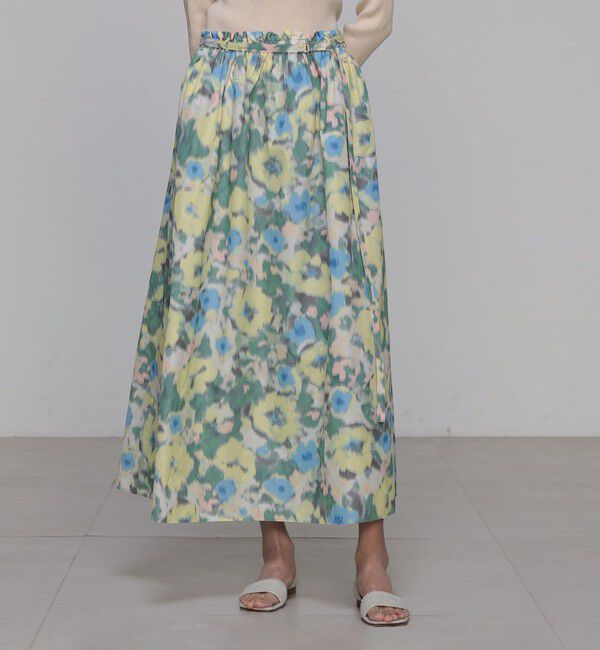 Ballsey「ブルードフラワージャカード ギャザースカート」|フレア|