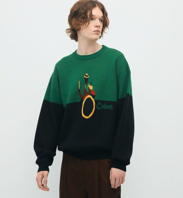 CABaN「CABaN コットンカシミヤジャカード JAZZ DRUM クルーネックプルオーバー」|ニット・セーター|