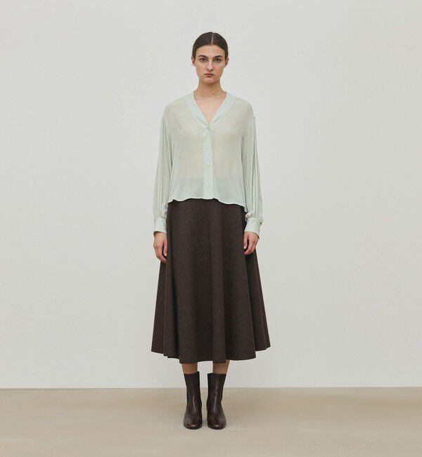 DES PRES「ダブルクレープ Vショートブラウス」|シャツ・ブラウス|