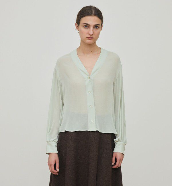 DES PRES「ダブルクレープ Vショートブラウス」|シャツ・ブラウス|