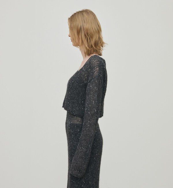 DES PRES「アルパカラメ ショートVネックプルオーバー」|ニット・セーター|