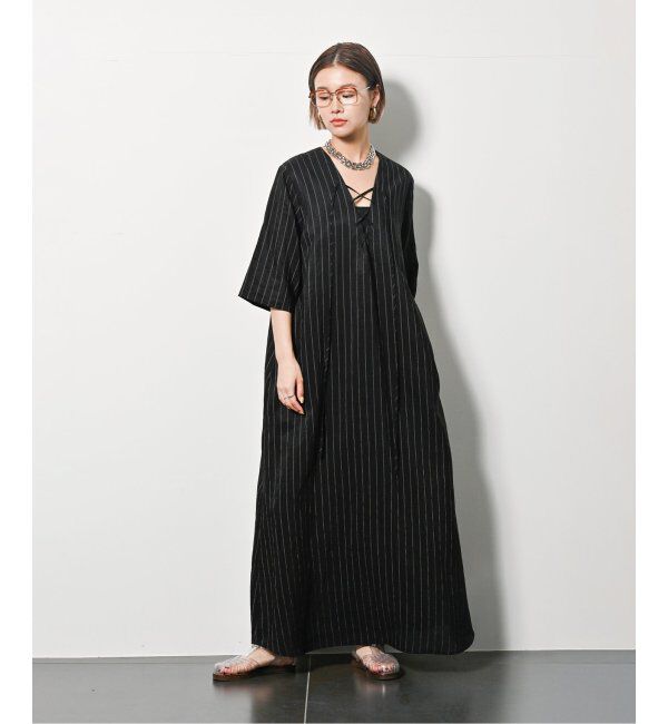  「LACE UP LINEN DRESS：ワンピース」|ワンピース|