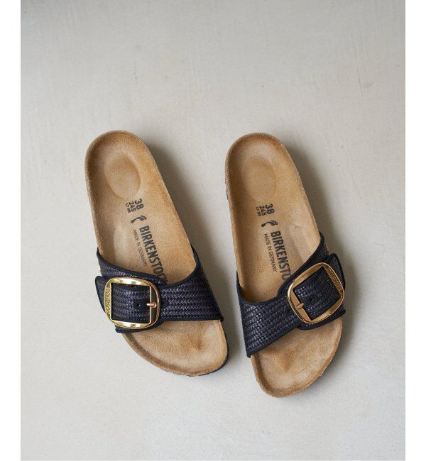 Plage「BIRKENSTOCK / ビルケンシュトック MADRID BIG BUCKLE RAFFIA サンダル」|サンダル|ブラック