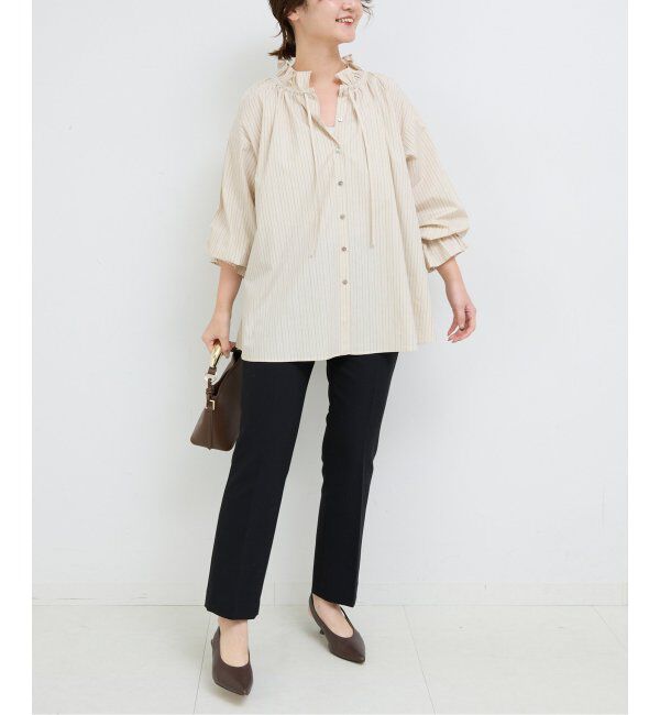 SLOBE IENA「《追加2》タイプライターフリルカラーブラウス」|シャツ・ブラウス|