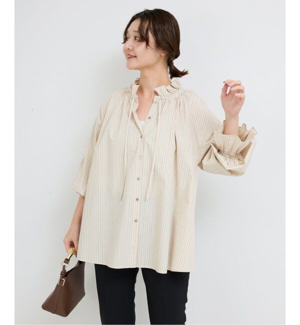 SLOBE IENA「《追加2》タイプライターフリルカラーブラウス」|シャツ・ブラウス|