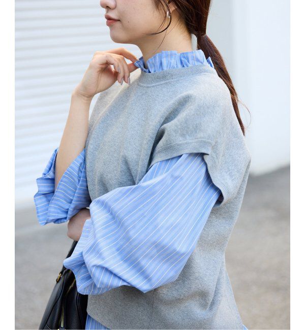 SLOBE IENA「《追加2》タイプライターフリルカラーブラウス」|シャツ・ブラウス|