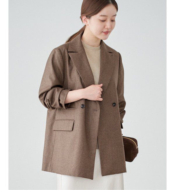 IENA「ガンクラブチェックジャケット」|テーラードジャケット|ブラウン