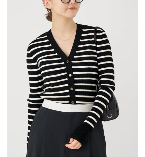 IENA「リブVネックカーディガン」|カーディガン|ブラック A