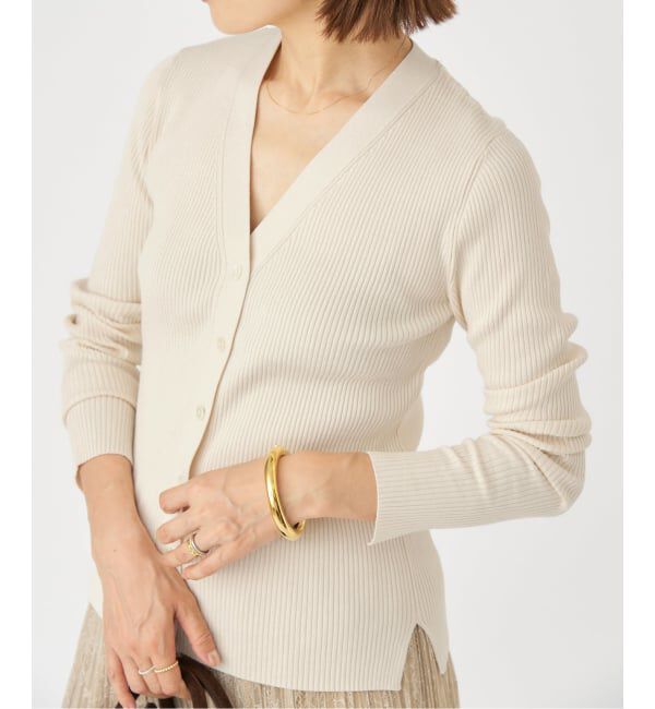 IENA「リブVネックカーディガン」|カーディガン|