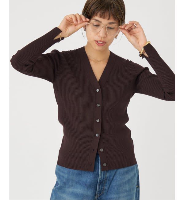 IENA「リブVネックカーディガン」|カーディガン|