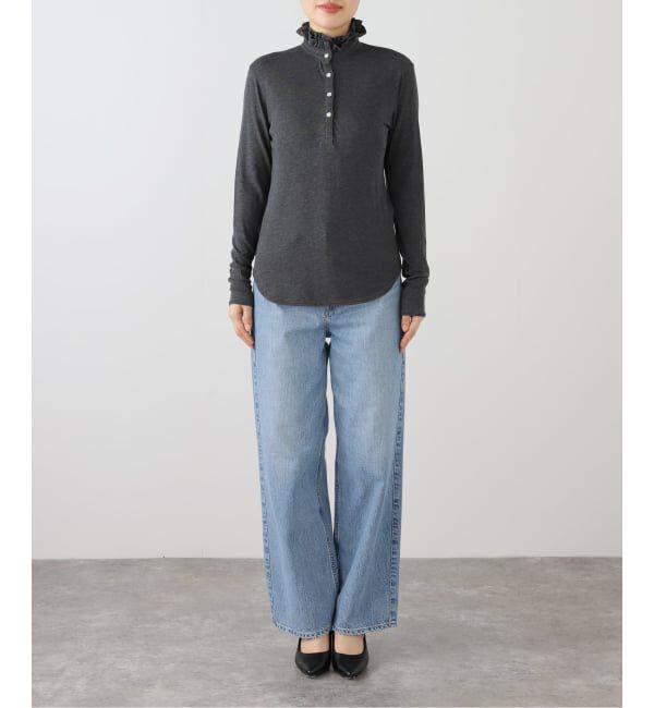 IENA LA BOUCLE「《追加》【WEB限定】IENA LA BOUCLE フリルヘンリーネックカットソー」|Tシャツ・カットソー|