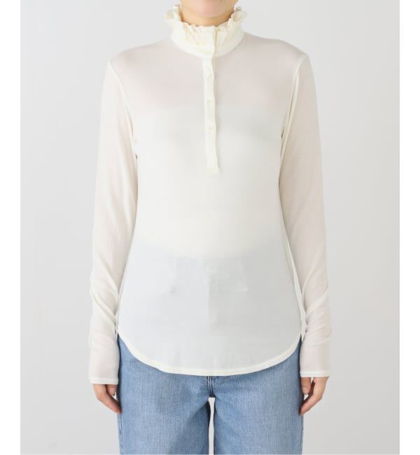 IENA LA BOUCLE「《追加》【WEB限定】IENA LA BOUCLE フリルヘンリーネックカットソー」|Tシャツ・カットソー|