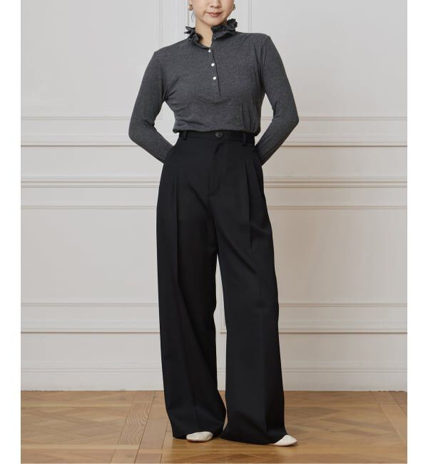 IENA LA BOUCLE「《追加》【WEB限定】IENA LA BOUCLE フリルヘンリーネックカットソー」|Tシャツ・カットソー|