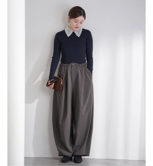 IENA「《追加予約》レース襟 RIBホールガーメントプルオーバー」|ニット・セーター|