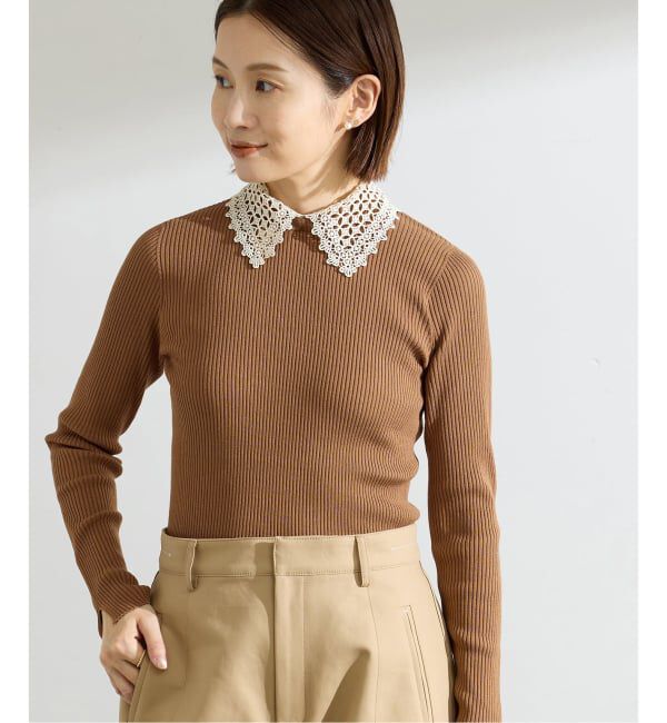 IENA「《追加予約》レース襟 RIBホールガーメントプルオーバー」|ニット・セーター|