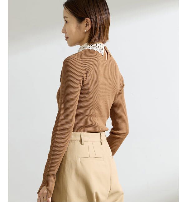 IENA「《追加予約》レース襟 RIBホールガーメントプルオーバー」|ニット・セーター|