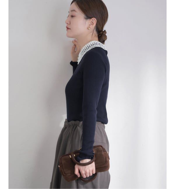 IENA「《追加予約》レース襟 RIBホールガーメントプルオーバー」|ニット・セーター|