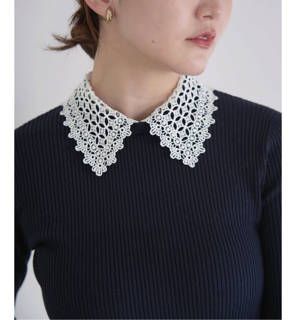 IENA「《追加予約》レース襟 RIBホールガーメントプルオーバー」|ニット・セーター|