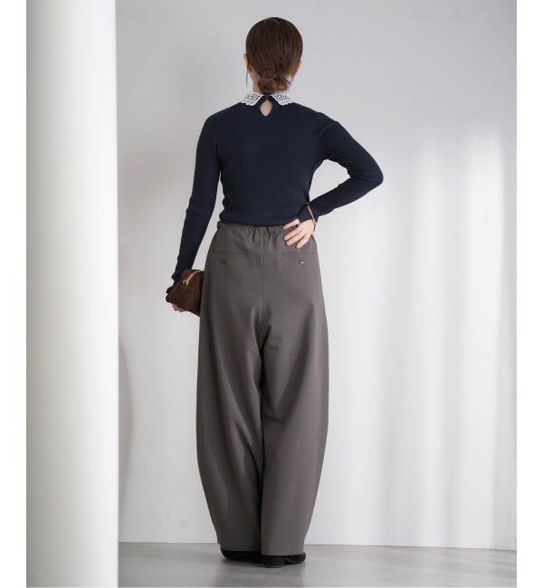 IENA「《追加予約》レース襟 RIBホールガーメントプルオーバー」|ニット・セーター|