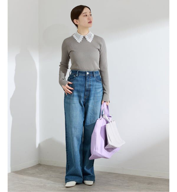 IENA「《追加予約》レース襟 RIBホールガーメントプルオーバー」|ニット・セーター|