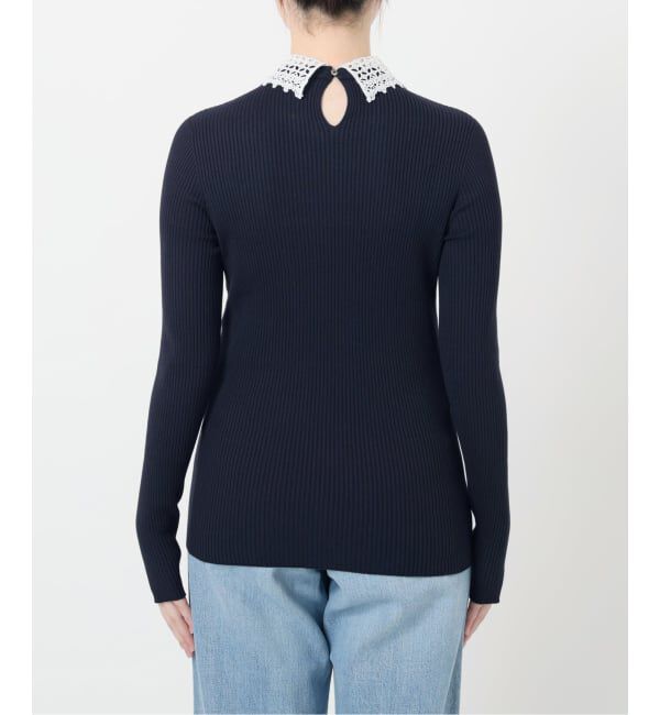 IENA「《追加予約》レース襟 RIBホールガーメントプルオーバー」|ニット・セーター|