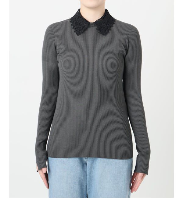 IENA「《追加予約》レース襟 RIBホールガーメントプルオーバー」|ニット・セーター|