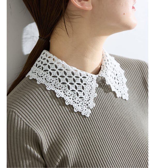 IENA「《追加予約》レース襟 RIBホールガーメントプルオーバー」|ニット・セーター|