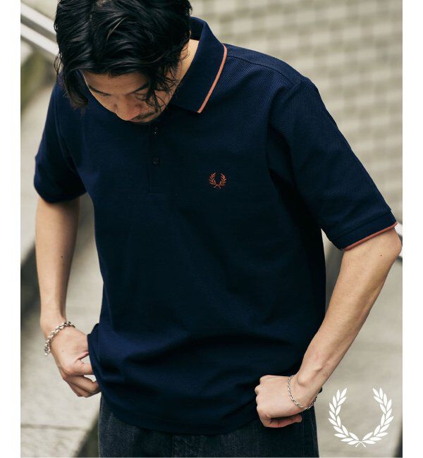 417 EDIFICE「FRED PERRY 417別注  Textured Single Tipped Sh」|ポロシャツ|ネイビー