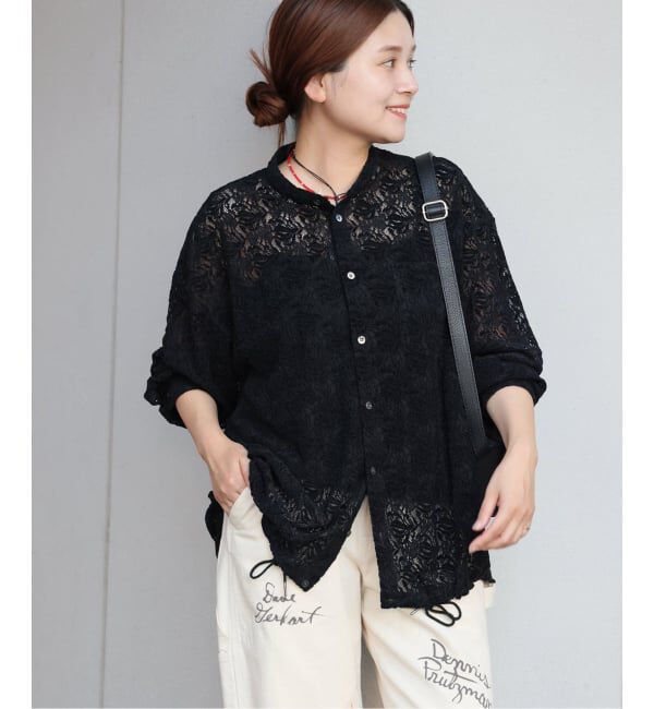 JOURNAL STANDARD「《追加2》スタンドカラーレースブラウス」|シャツ・ブラウス|ブラック A