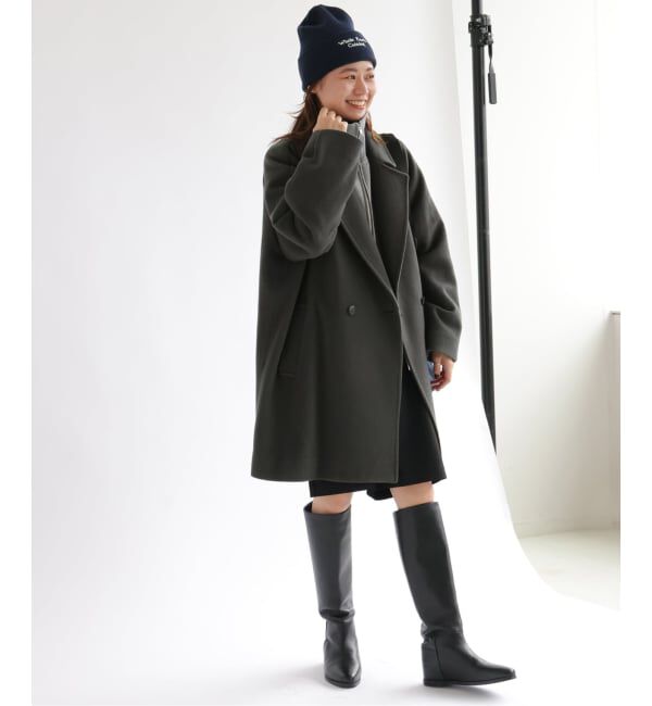 【美品 使用2回短時間】尾州ウールモッサWブレストハーフコート グレー 38 JOURNAL STANDARD relume｜《WEB限定追加2》尾州ウールモッサWブレスト